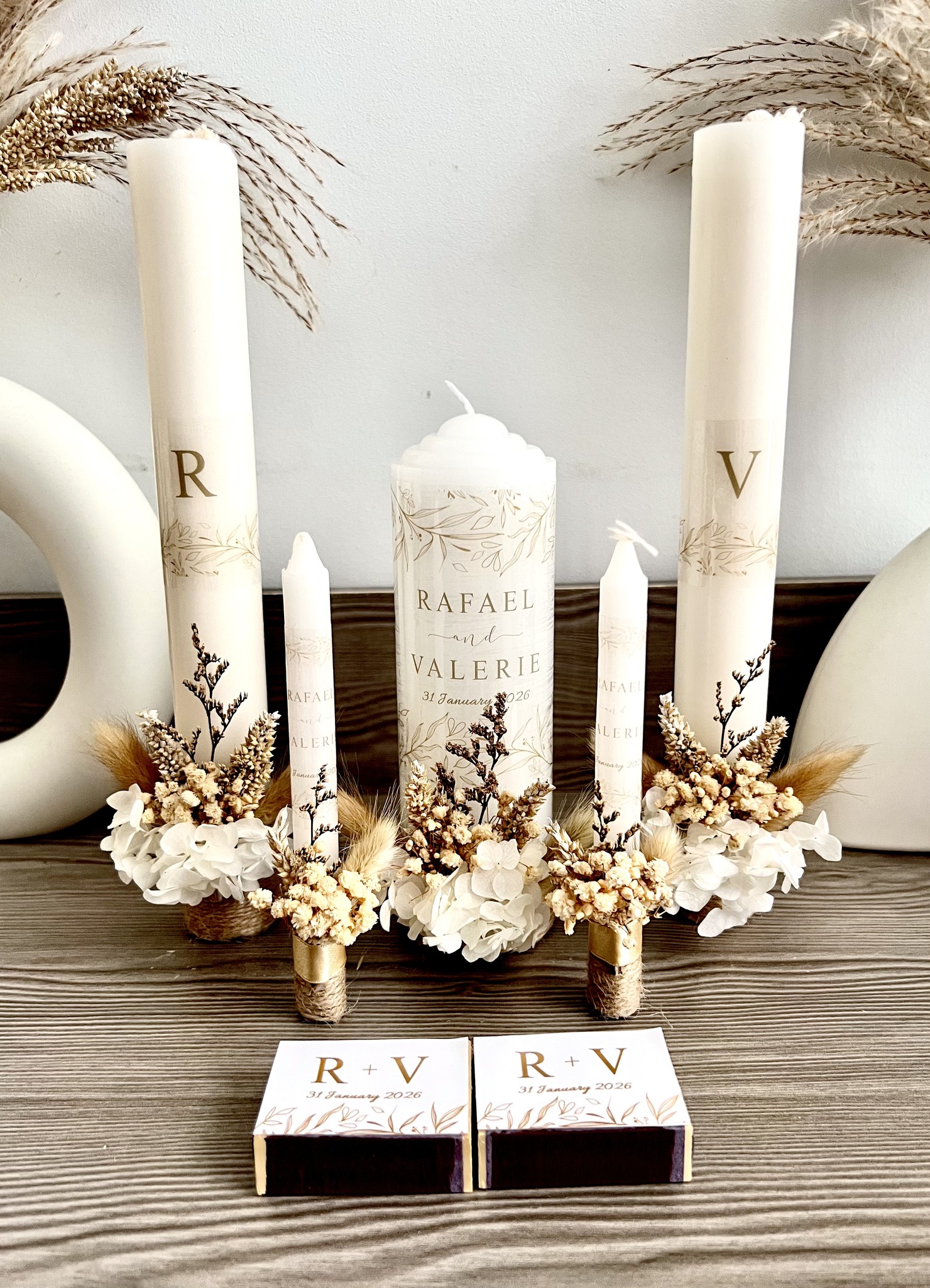 Personalized wedding candle set by Miles Prints Lumina